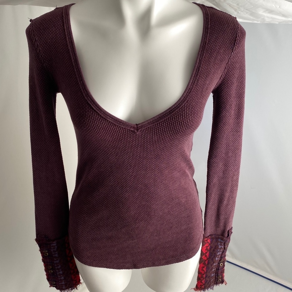 Free People Art School Cuff boho dark purple multicolor contrast cuffs thermal
